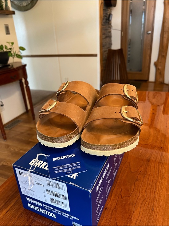 Birkenstock Shoes - Birkenstock Arizona Big Buckle Oiled Leather Cognac Brown 40 Regular